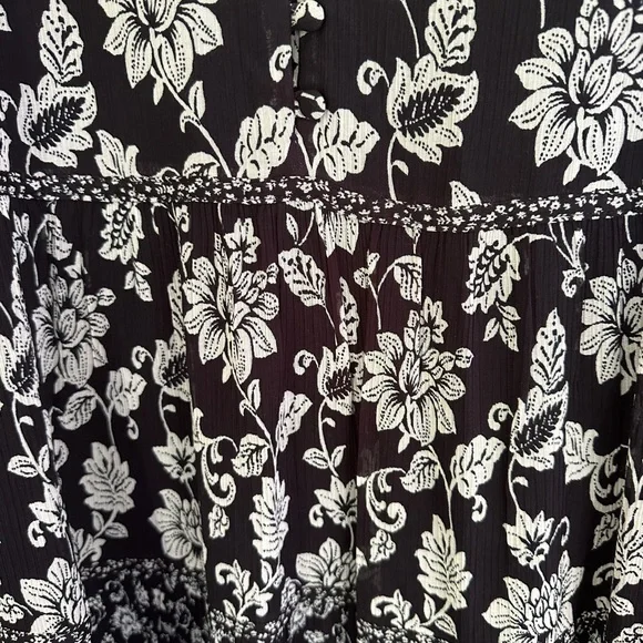 Sézane Dress Noreen Floral Tiered Cottagecore Maxi Dress Black White 34 - Picture 8 of 12